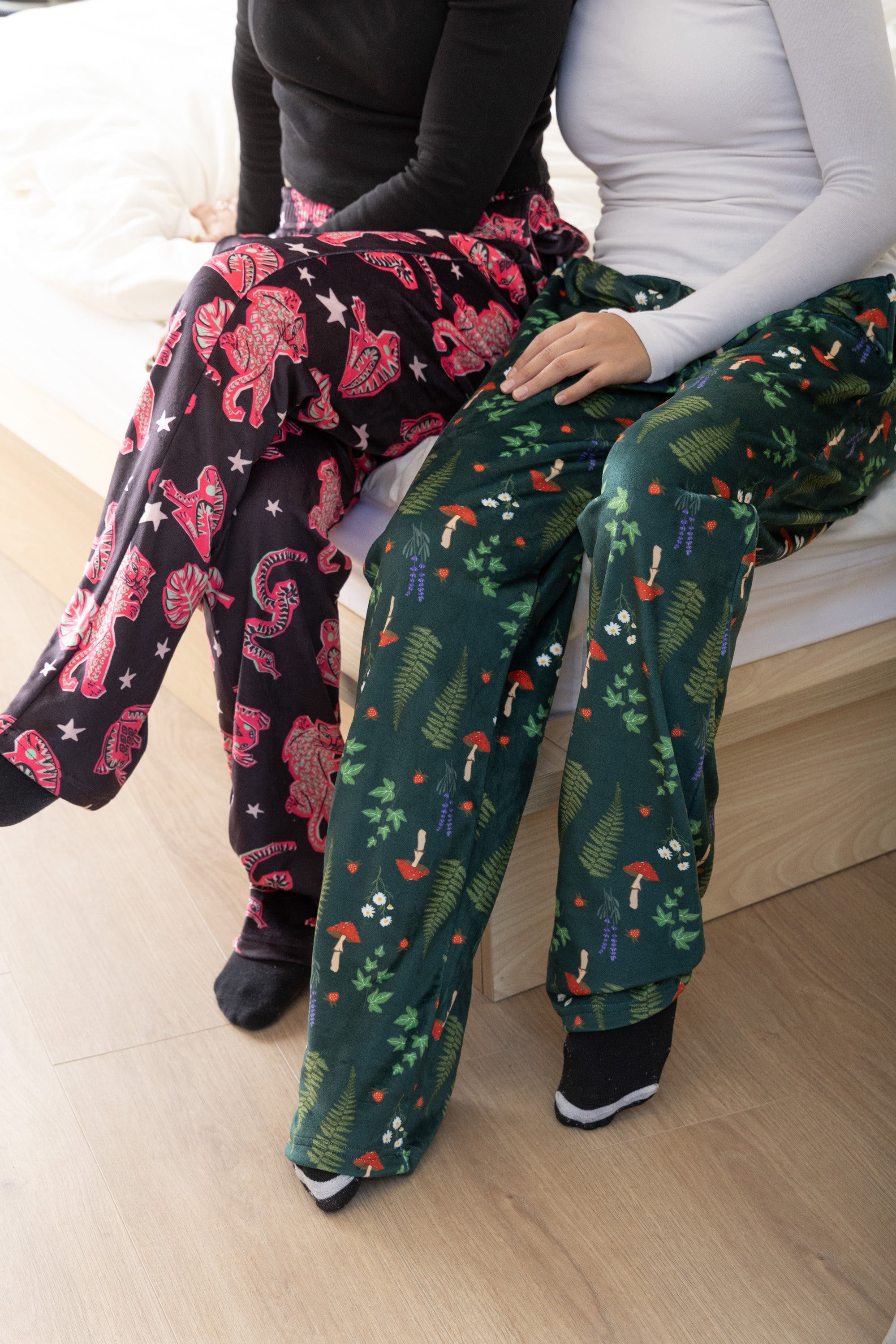 Image of Green Velvet-Touch Pajama Pants